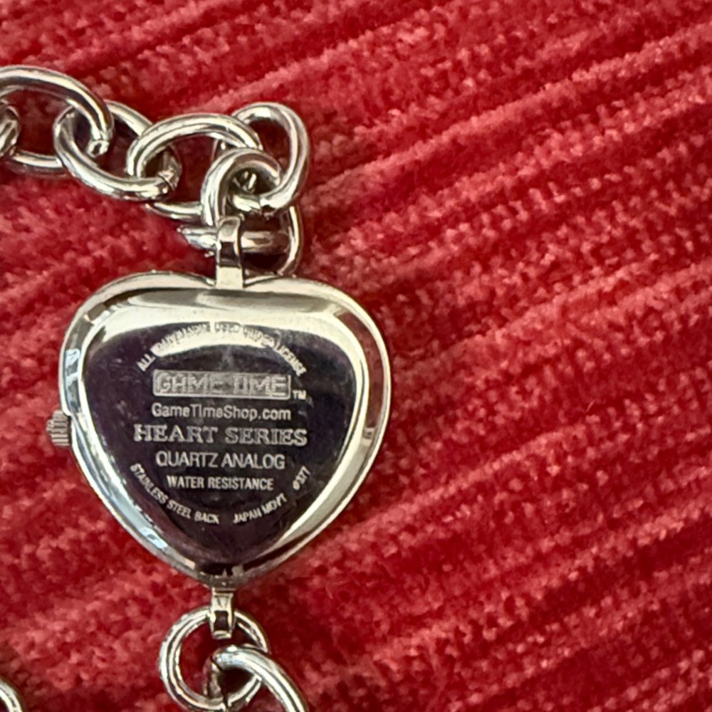 Game Time Red and Silver Heart Watch - Picture 3 of 5